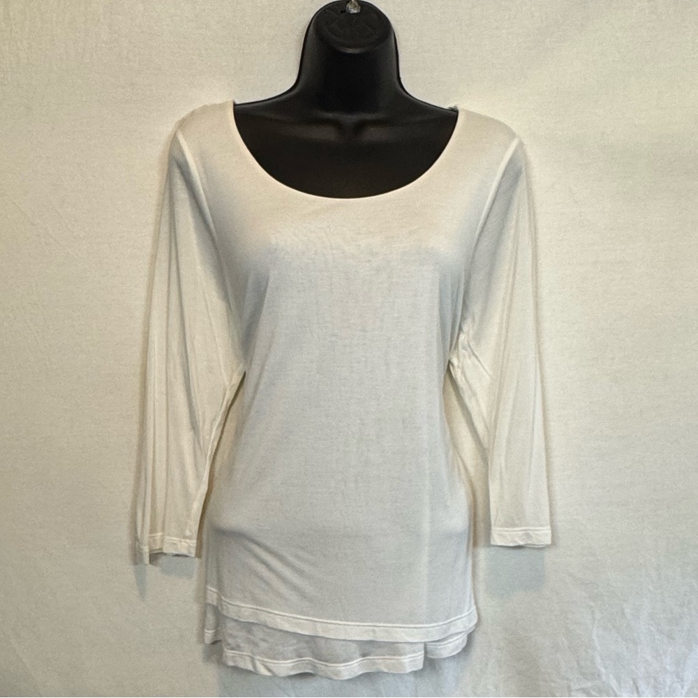 A-9 Pure Jill White 3/4 Sleeve Elliptical Tee Shirt Size M